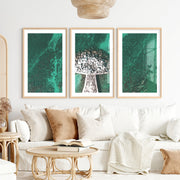 Turquoise Pier Coastal Artwork Framed- Natural Wood Framed Poster with White Border - Artworksets
