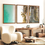 Palm Shore Coastal Beach Art Prints - Dark Brown Framed Poster No Border - Artworksets