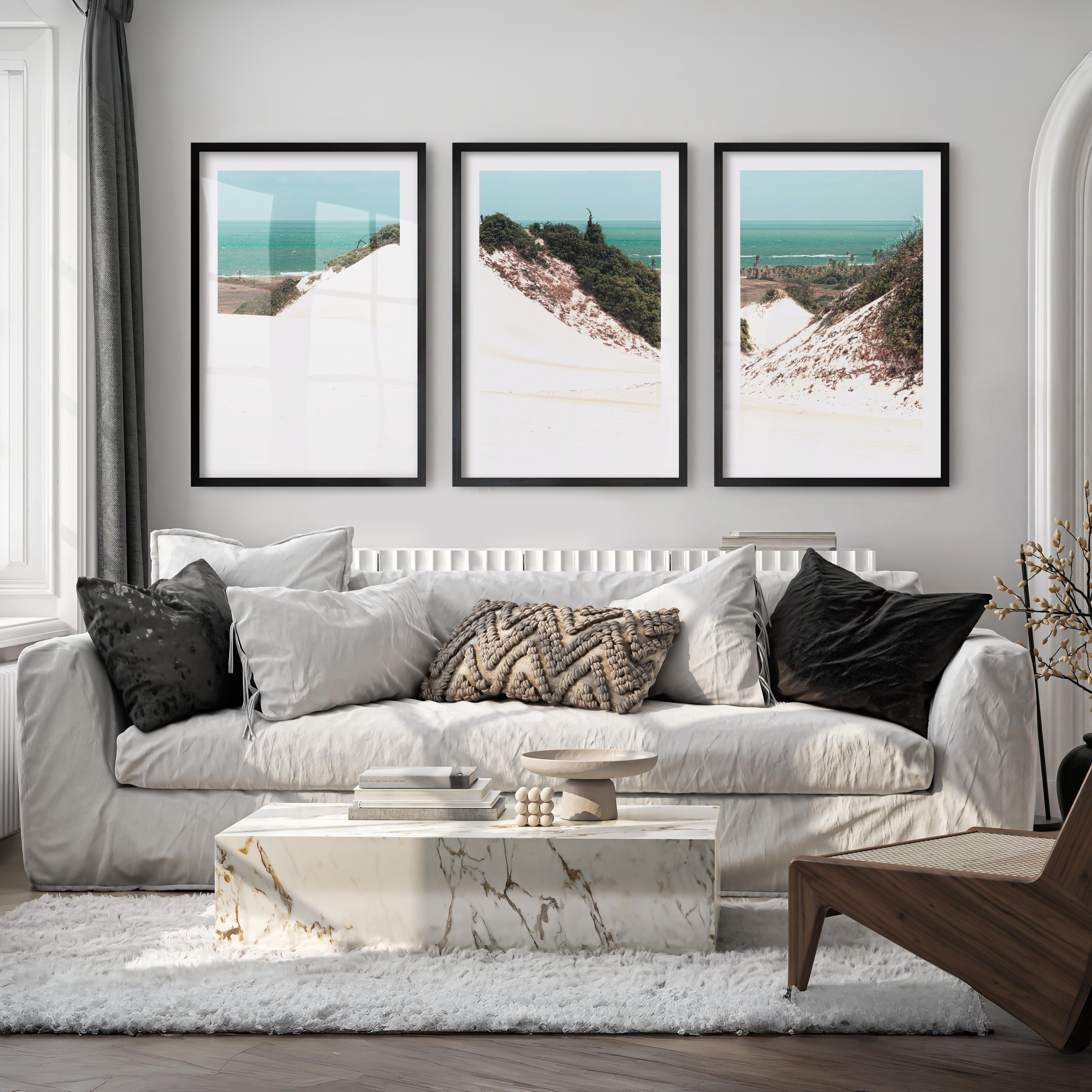 Sand Dune Coastal Beach Art Prints - Black Framed Poster with White Border - Artworksets