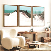 Sand Dune Coastal Beach Art Prints - Dark Brown Framed Poster No Border - Artworksets