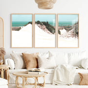 Sand Dune Coastal Beach Art Prints - Natural Wood Framed Poster No Border - Artworksets