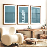 Lifeguard Chair Coastal Bedroom Wall Decor - Dark Brown Framed Poster with White Border - Artworksets