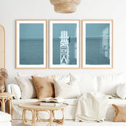 Lifeguard Chair Coastal Bedroom Wall Decor- Natural Wood Framed Poster with White Border - Artworksets