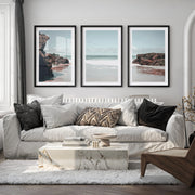Rocky Tide coastal decor artwork - Black Framed Poster with White Border - Artworksets