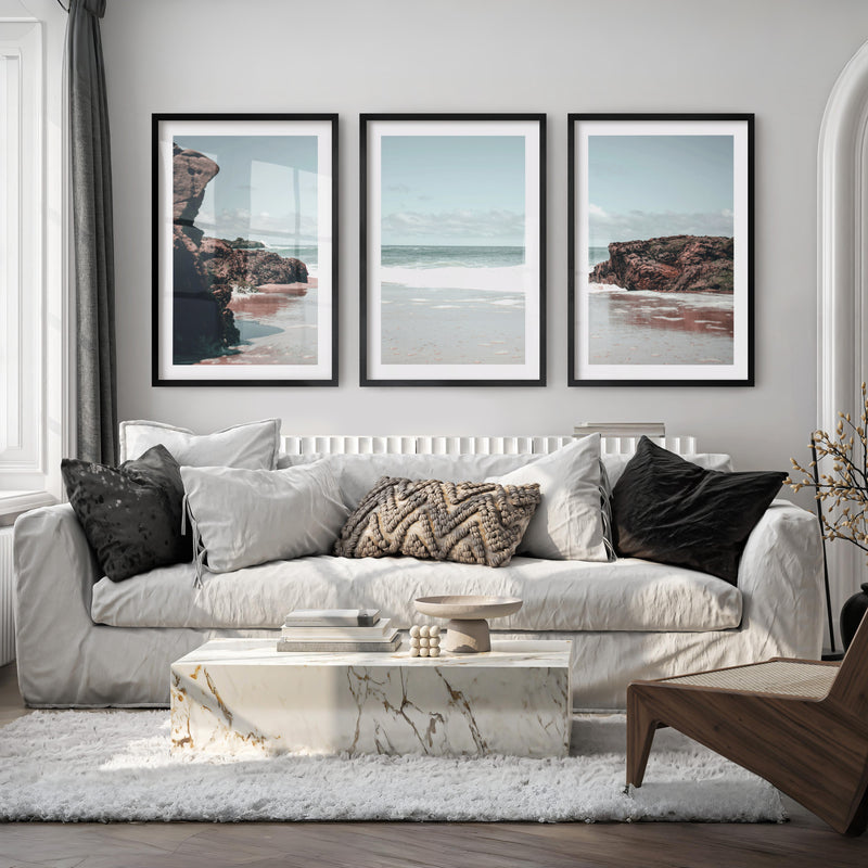 Rocky Tide coastal decor artwork - Black Framed Poster with White Border - Artworksets