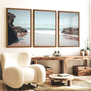 Rocky Tide coastal decor artwork - Dark Brown Framed Poster No Border - Artworksets