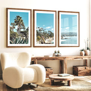 Palm Cove Coastal Floral Wall Art - Dark Brown Framed Poster with White Border - Artworksets