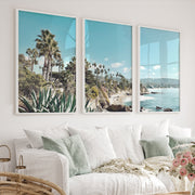 Palm Cove Coastal Floral Wall Art - White Framed Poster No Border - Artworksets