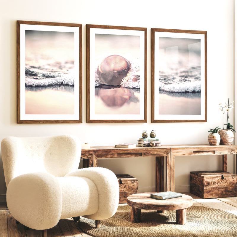 Jellyfish Surf Coastal Photography Wall Art - Dark Brown Framed Poster with White Border - Artworksets