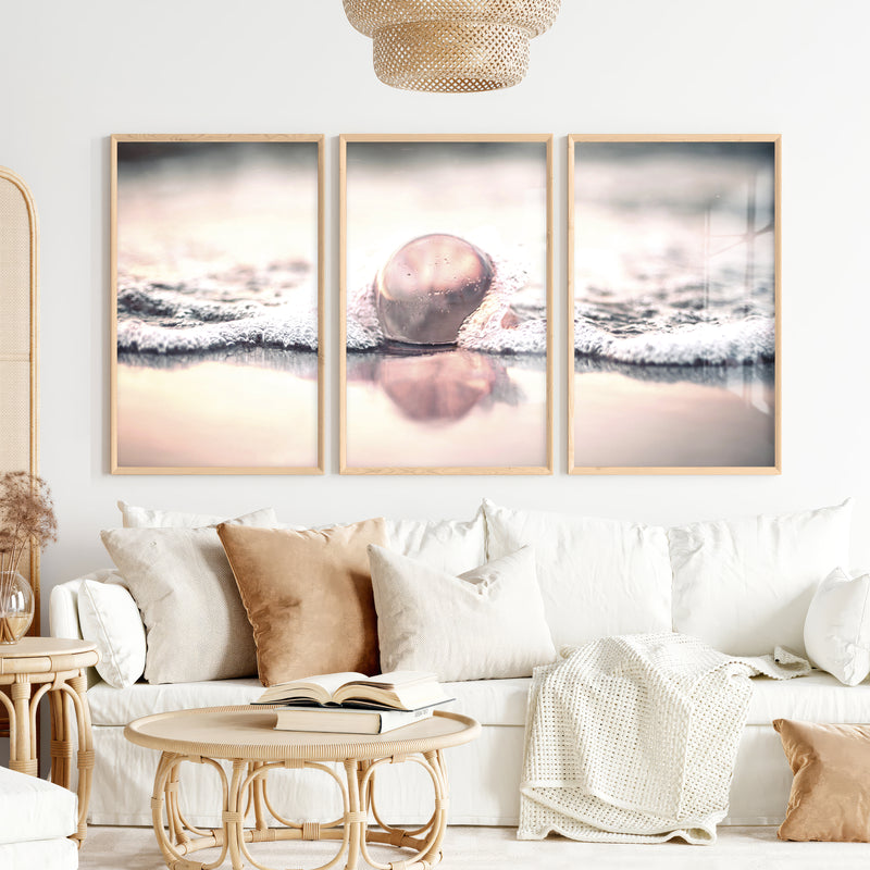 Jellyfish Surf Coastal Photography Wall Art - Natural Wood Framed Poster No Border - Artworksets