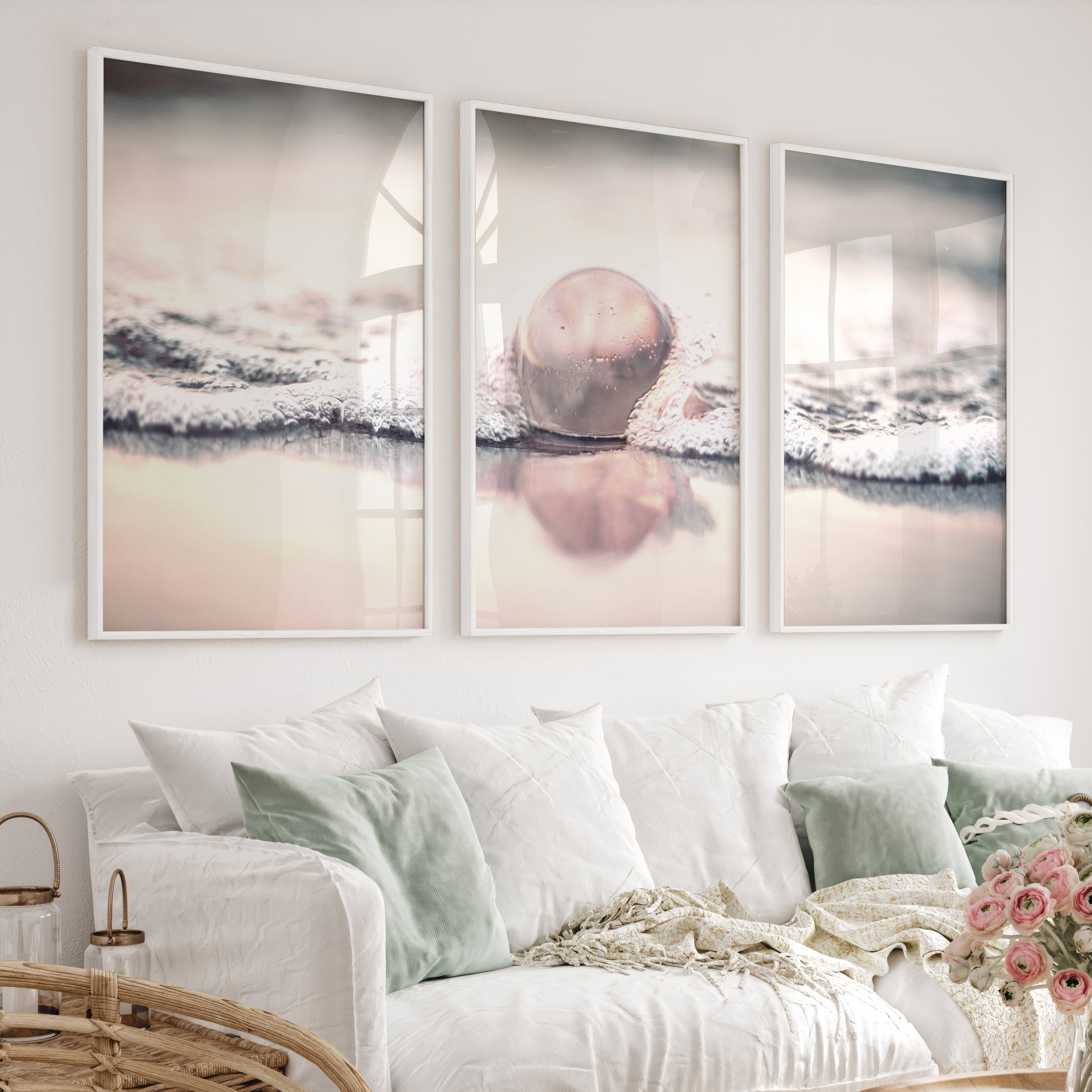 Jellyfish Surf Coastal Photography Wall Art - White Framed Poster No Border - Artworksets