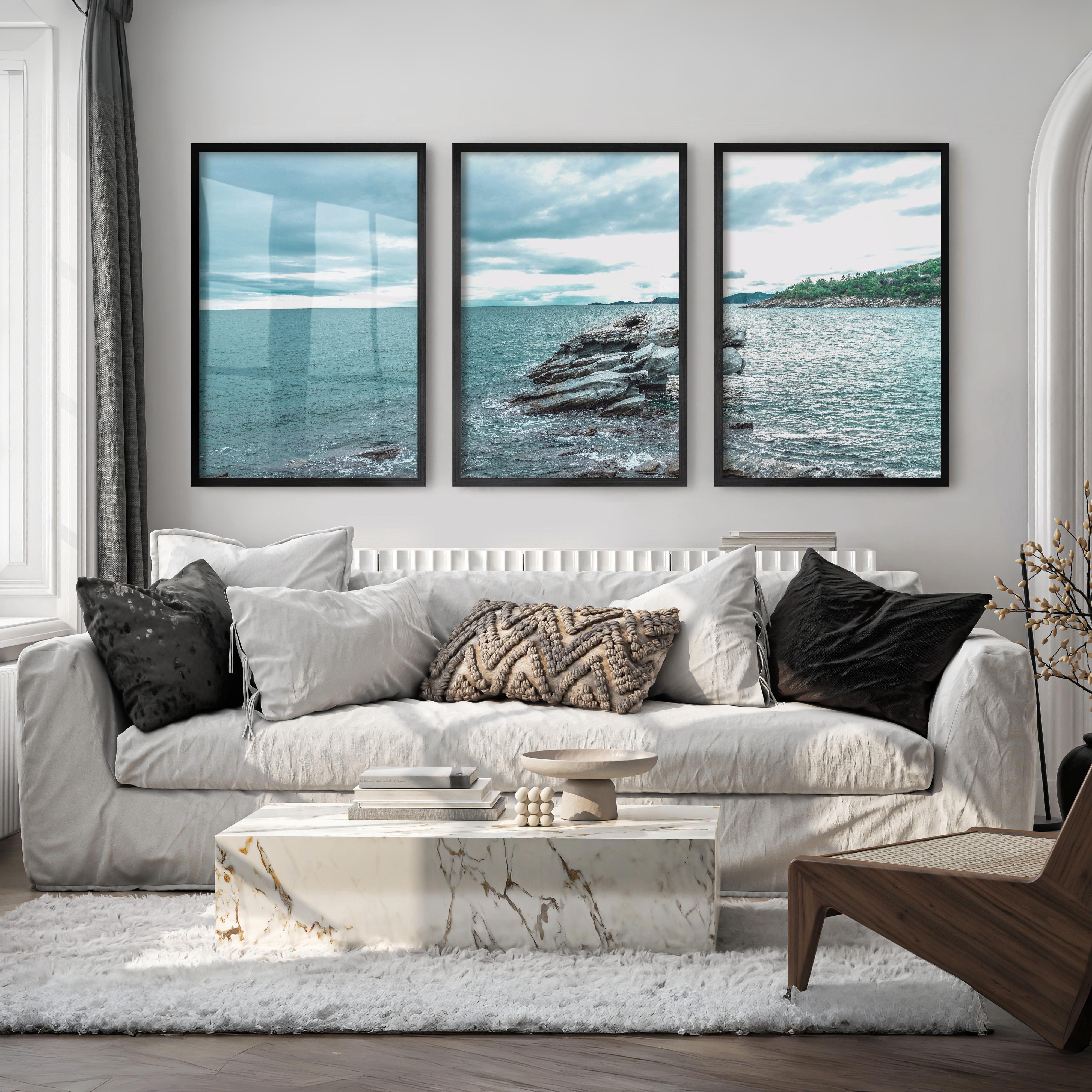 Rocky Shore Coastal Photography Wall Art - Black Framed Poster No Border - Artworksets