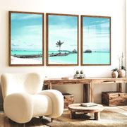 Palm Pier coastal pictures for wall - Dark Brown Framed Poster No Border - Artworksets