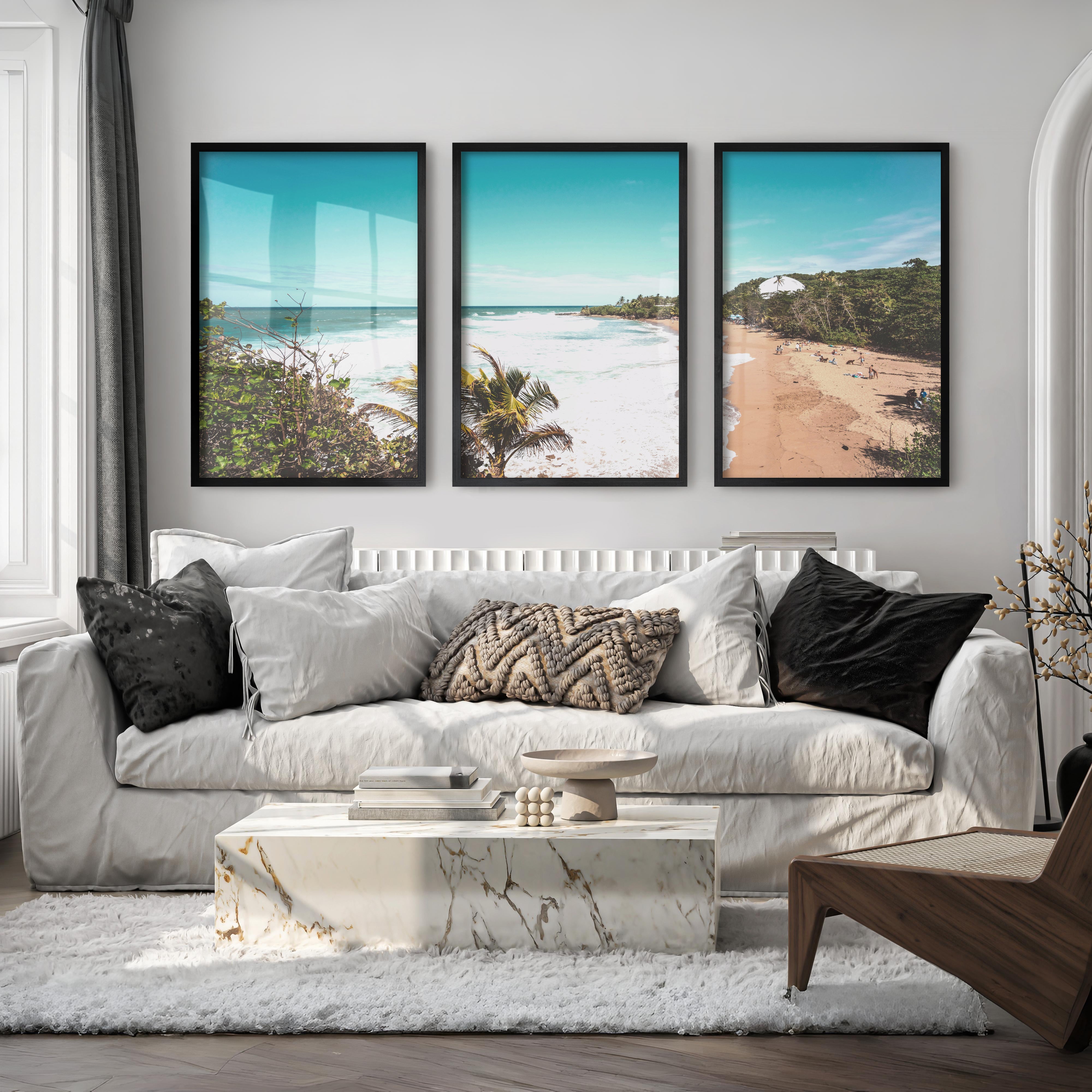 Beach Cove Coastal Prints for Sale - Black Framed Poster No Border - Artworksets