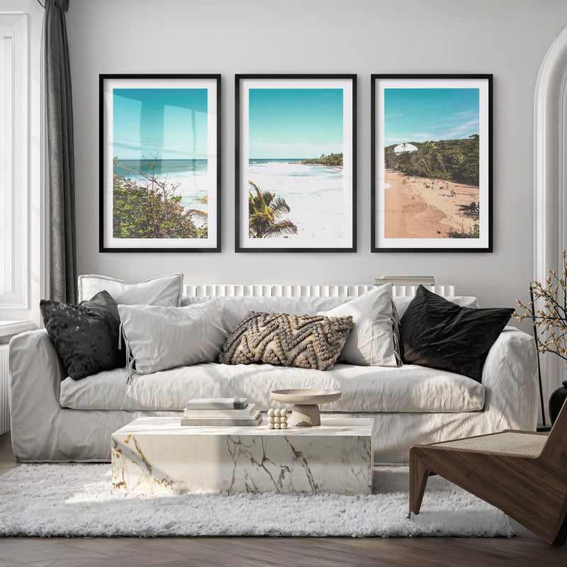 Beach Cove Coastal Prints for Sale - Black Framed Poster with White Border - Artworksets