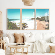Beach Cove Coastal Prints for Sale - Natural Wood Framed Poster No Border - Artworksets