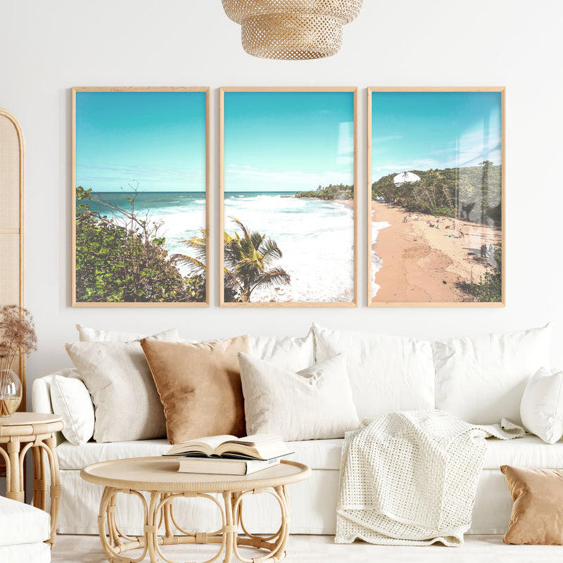 Beach Cove Coastal Prints for Sale - Natural Wood Framed Poster No Border - Artworksets