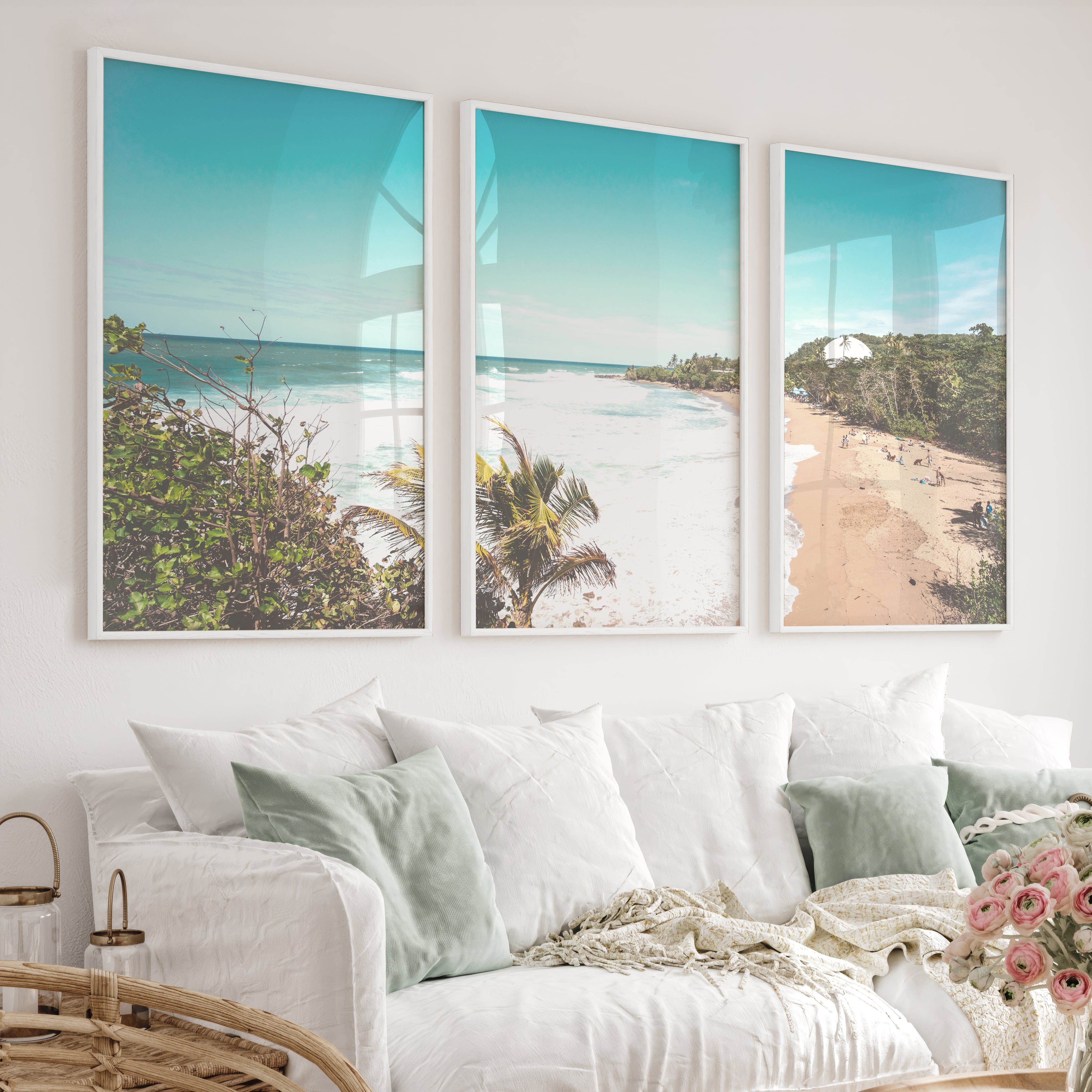 Beach Cove Coastal Prints for Sale - White Framed Poster No Border - Artworksets