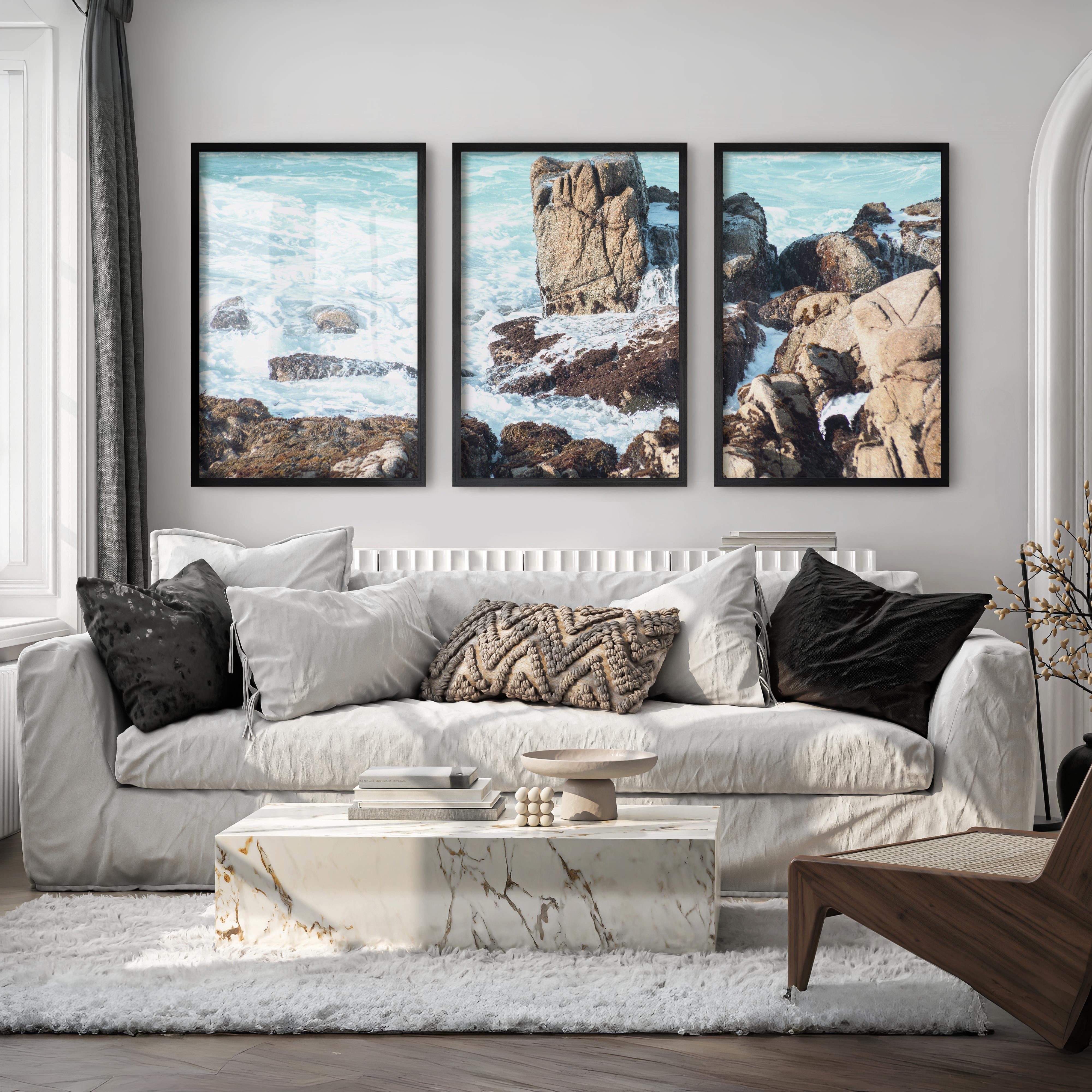 Rocky Shore Coastal Prints for Sale - Black Framed Poster No Border - Artworksets