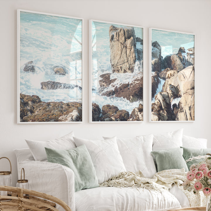 Rocky Shore Coastal Prints for Sale - White Framed Poster No Border - Artworksets