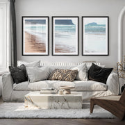 Wet Shoreline coastal prints wall art - Black Framed Poster with White Border - Artworksets