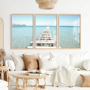 Wooden Pier Coastal Prints - Natural Wood Framed Poster No Border - Artworksets