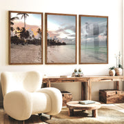 Palm Shore Coastal Style Wall Art - Dark Brown Framed Poster No Border - Artworksets