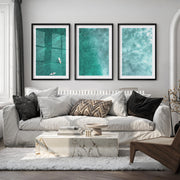 Reef Surfers coastal style wall decor - Black Framed Poster with White Border - Artworksets