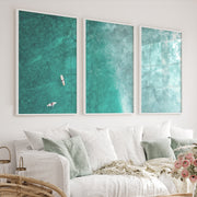Reef Surfers coastal style wall decor - White Framed Poster No Border - Artworksets