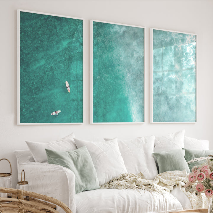 Reef Surfers coastal style wall decor - White Framed Poster No Border - Artworksets