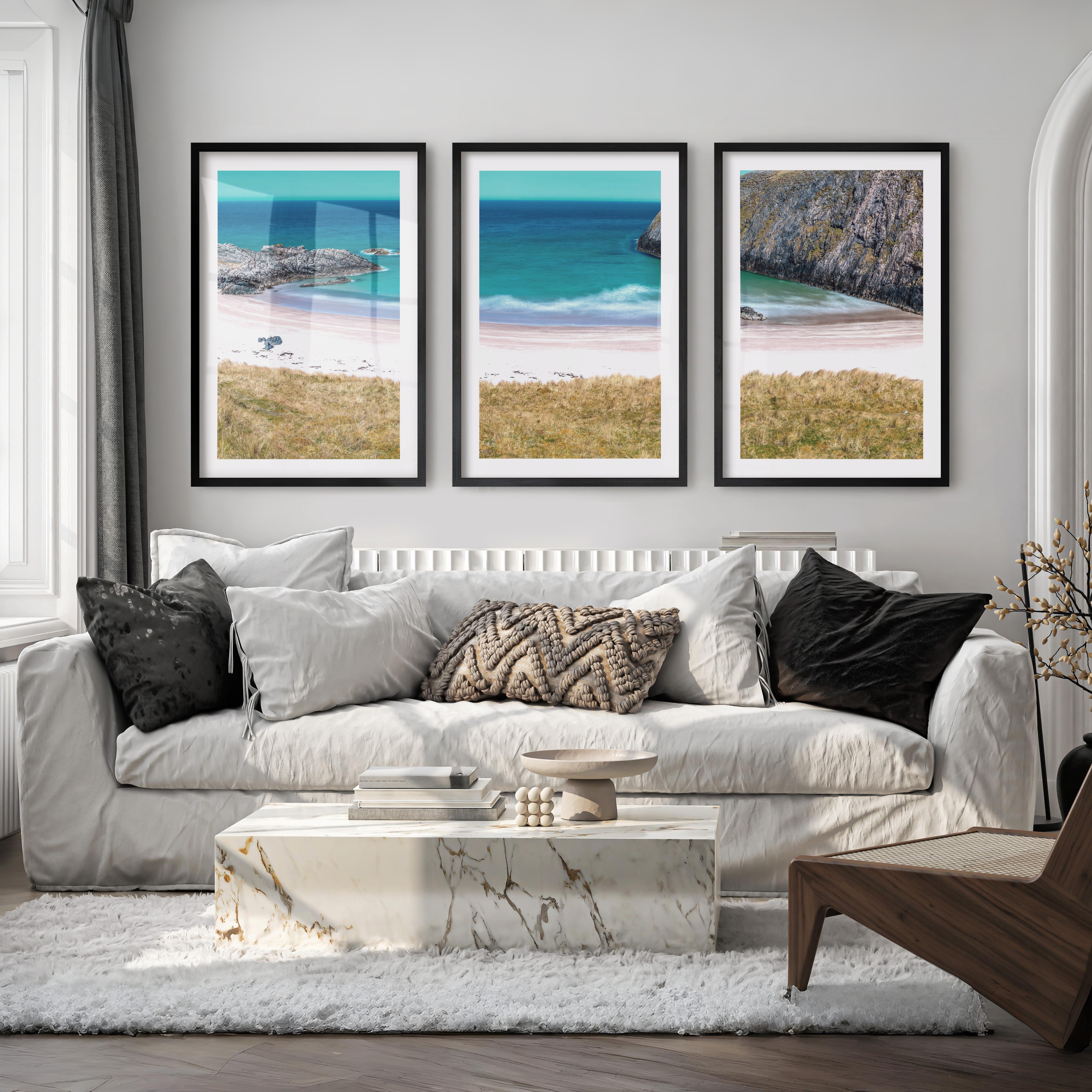Cliff Cove coastal themed wall decor - Black Framed Poster with White Border - Artworksets