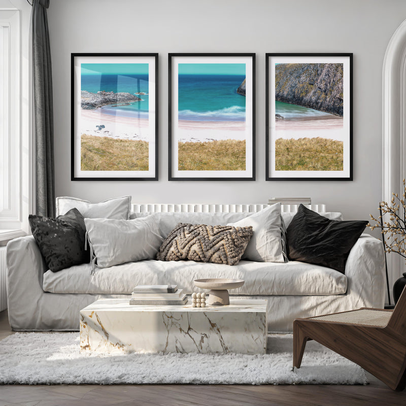 Cliff Cove coastal themed wall decor - Black Framed Poster with White Border - Artworksets