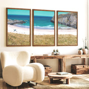 Cliff Cove coastal themed wall decor - Dark Brown Framed Poster No Border - Artworksets