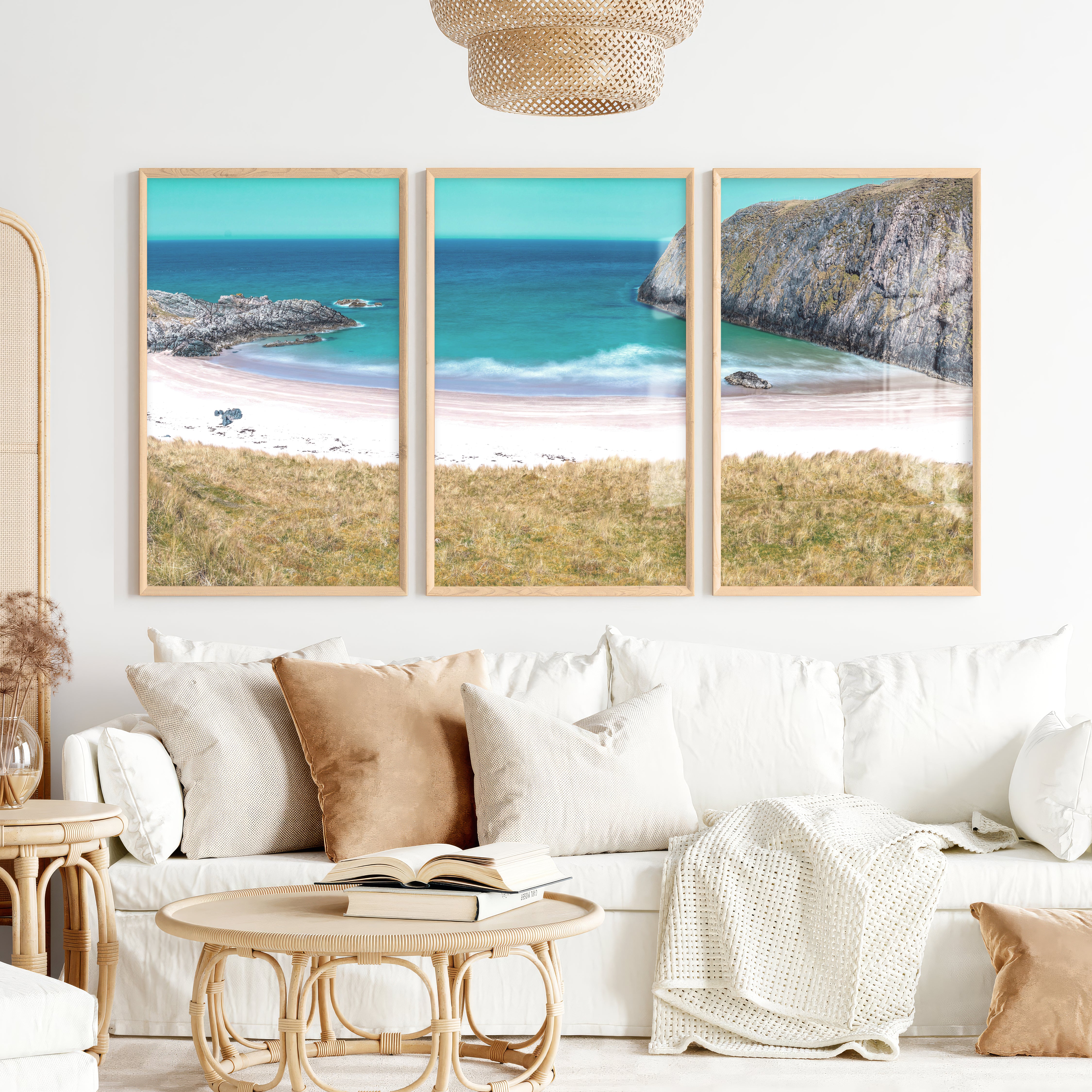 Cliff Cove coastal themed wall decor - Natural Wood Framed Poster No Border - Artworksets
