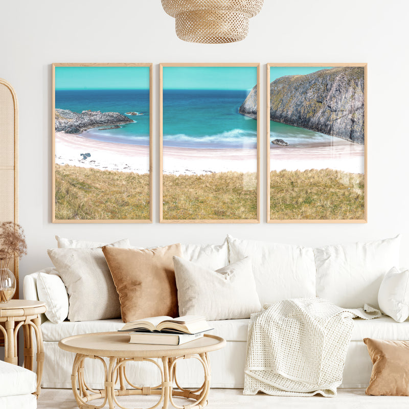 Cliff Cove coastal themed wall decor - Natural Wood Framed Poster No Border - Artworksets