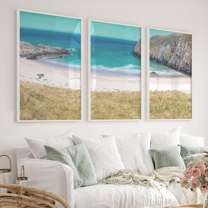 Cliff Cove coastal themed wall decor - White Framed Poster No Border - Artworksets
