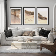 Sunlit Dune coastal themed wall decor - Black Framed Poster with White Border - Artworksets
