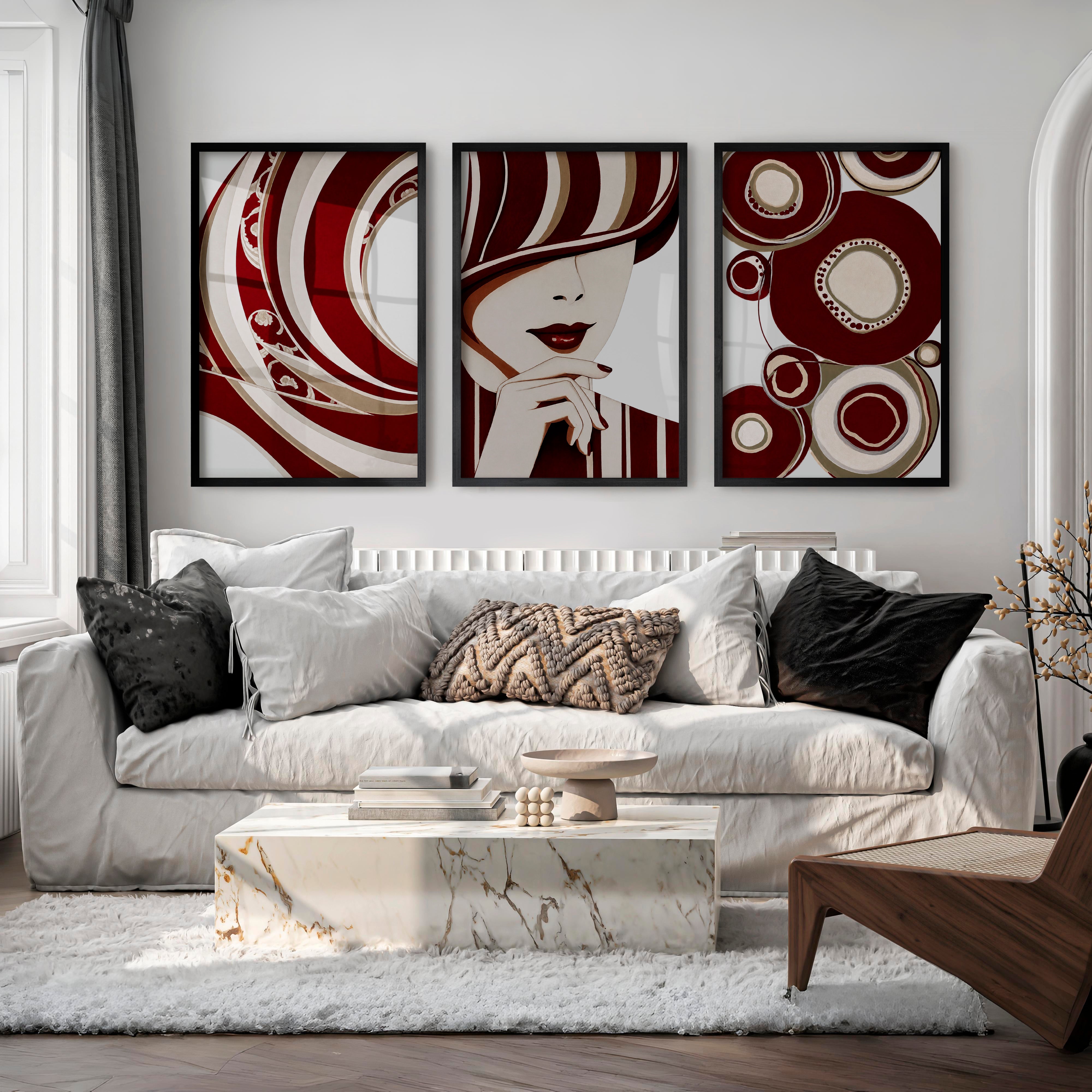 Red Fashion Portrait cool retro artwork - Black Framed Poster No Border - Artworksets