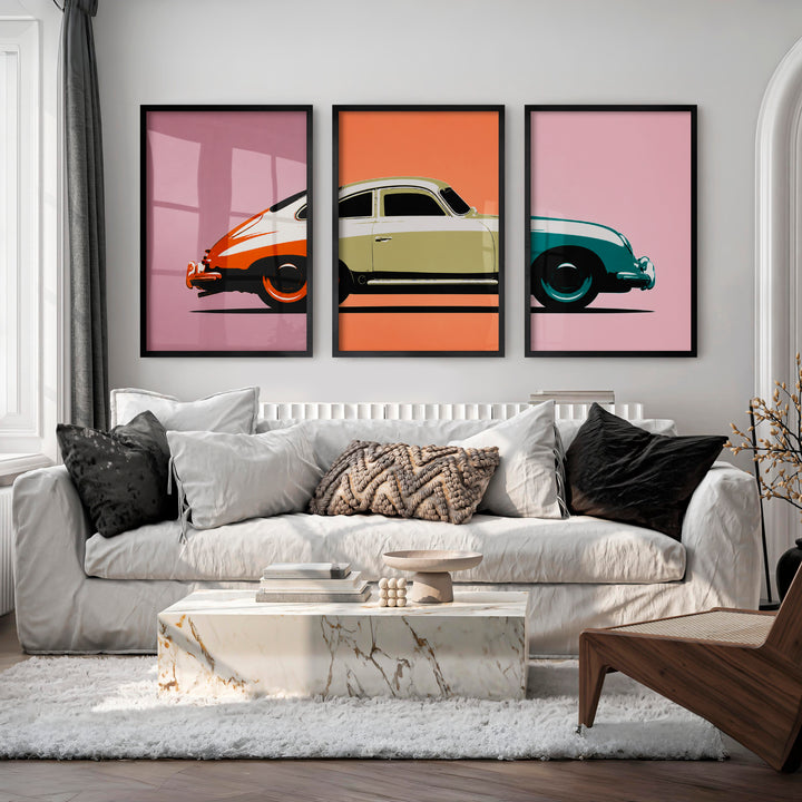 Classic Sports Car Cool Retro Wall Art - Black Framed Poster No Border - Artworksets