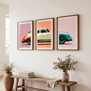 Classic Sports Car Cool Retro Wall Art - Dark Brown Framed Poster with White Border - Artworksets
