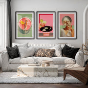 Cocktails and Disco cool retro wall art - Black Framed Poster with White Border - Artworksets