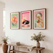 Cocktails and Disco cool retro wall art - Dark Brown Framed Poster with White Border - Artworksets