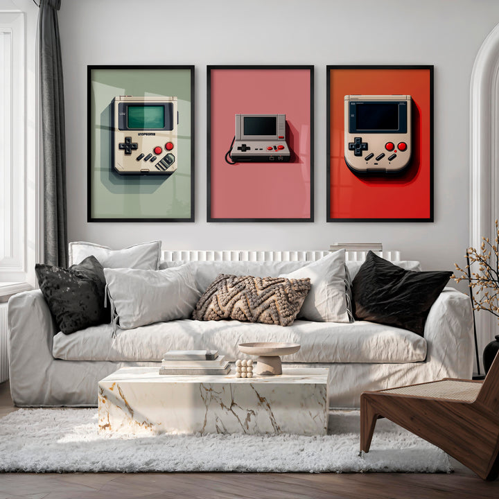 Retro Handheld Console cool vintage posters - Black Framed Poster No Border - Artworksets