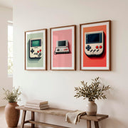Retro Handheld Console cool vintage posters - Dark Brown Framed Poster with White Border - Artworksets