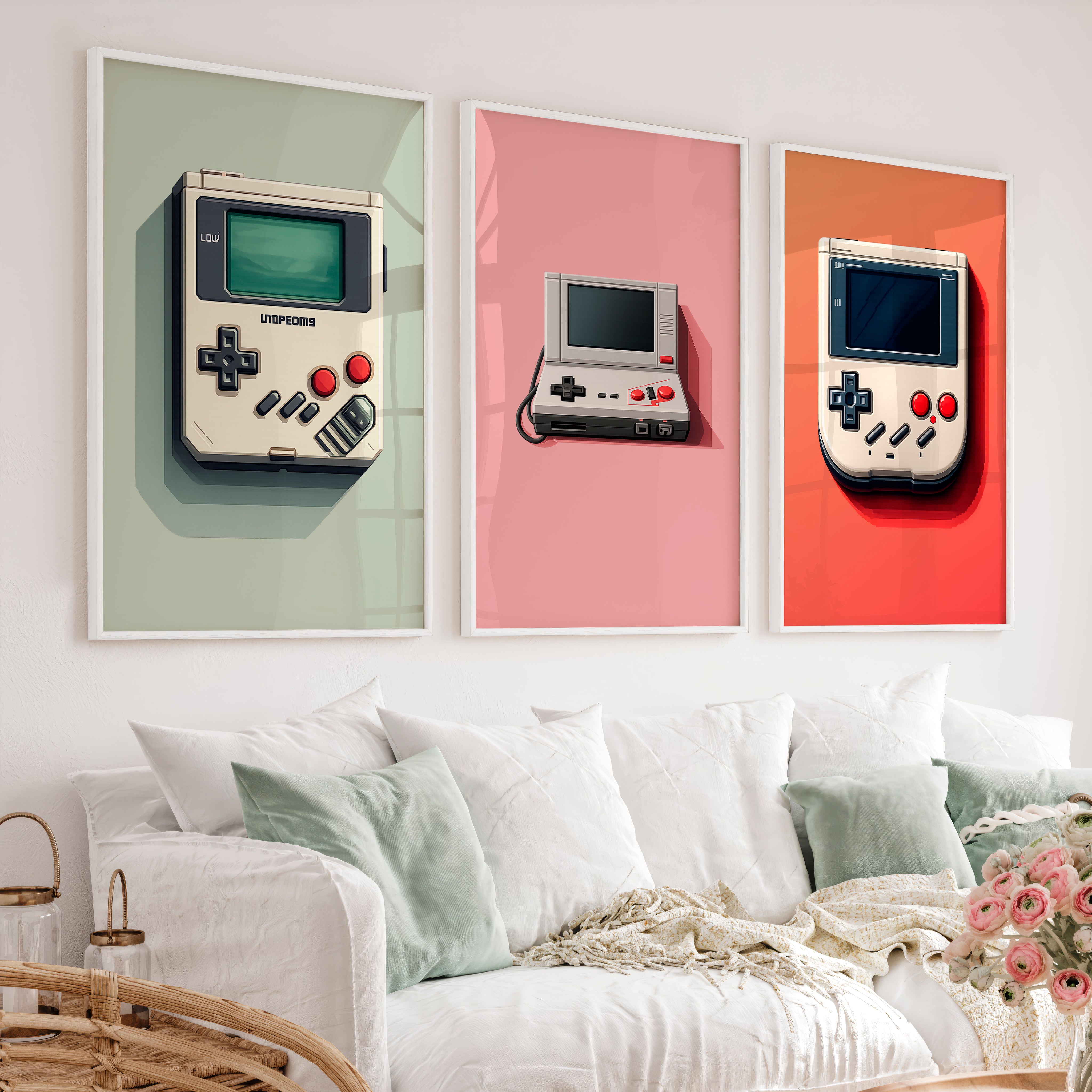 Retro Handheld Console cool vintage posters - White Framed Poster No Border - Artworksets
