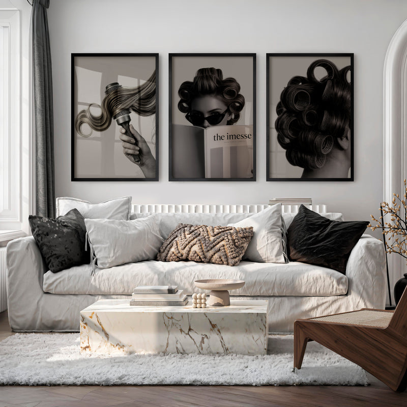 Salon Hair Rollers Cool Vintage Wall Art - Black Framed Poster No Border - Artworksets