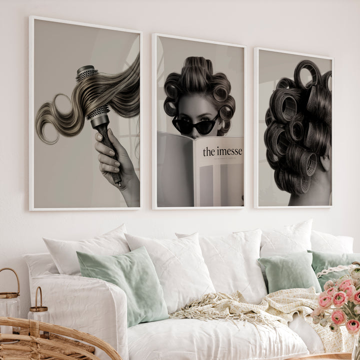 Salon Hair Rollers Cool Vintage Wall Art - White Framed Poster No Border - Artworksets