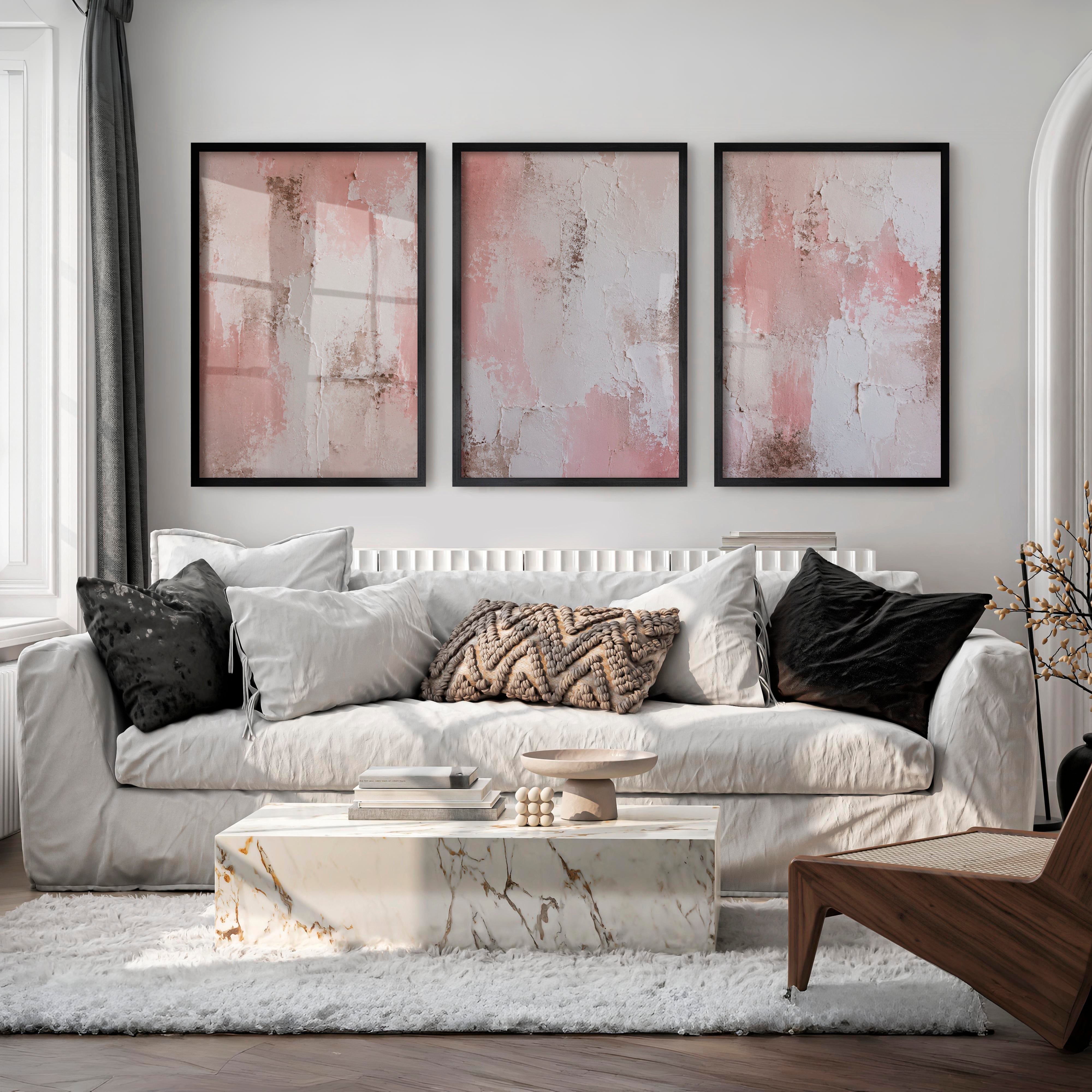 Textured Plaster dark japandi interior design - Black Framed Poster No Border - Artworksets