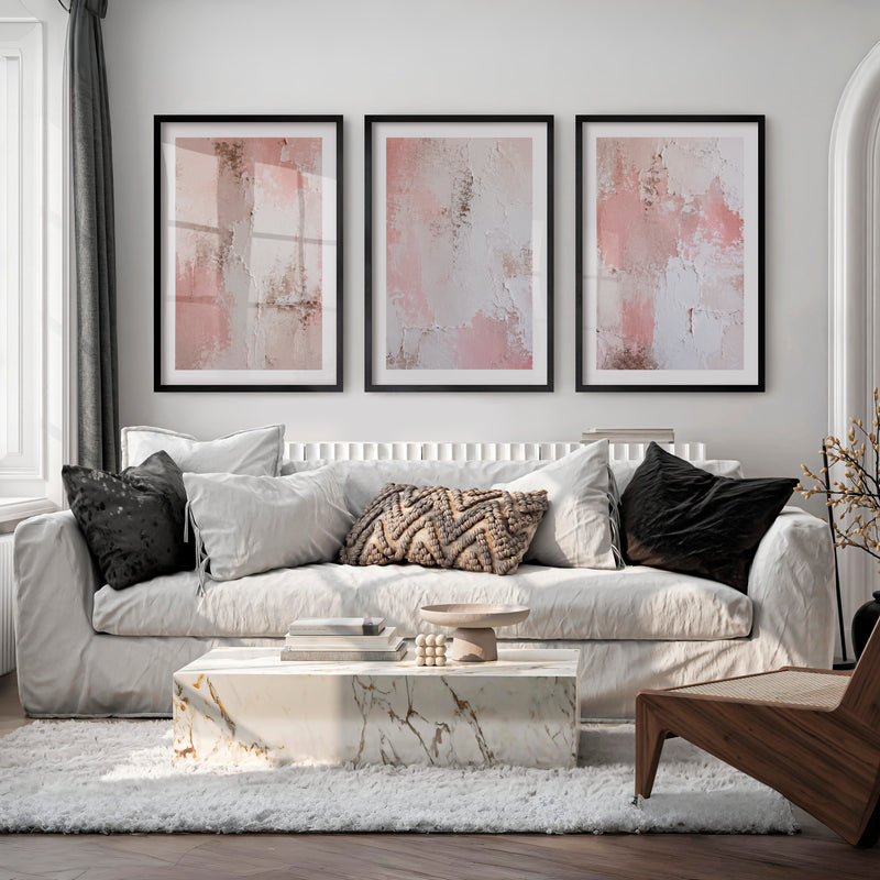 Textured Plaster dark japandi interior design - Black Framed Poster with White Border - Artworksets