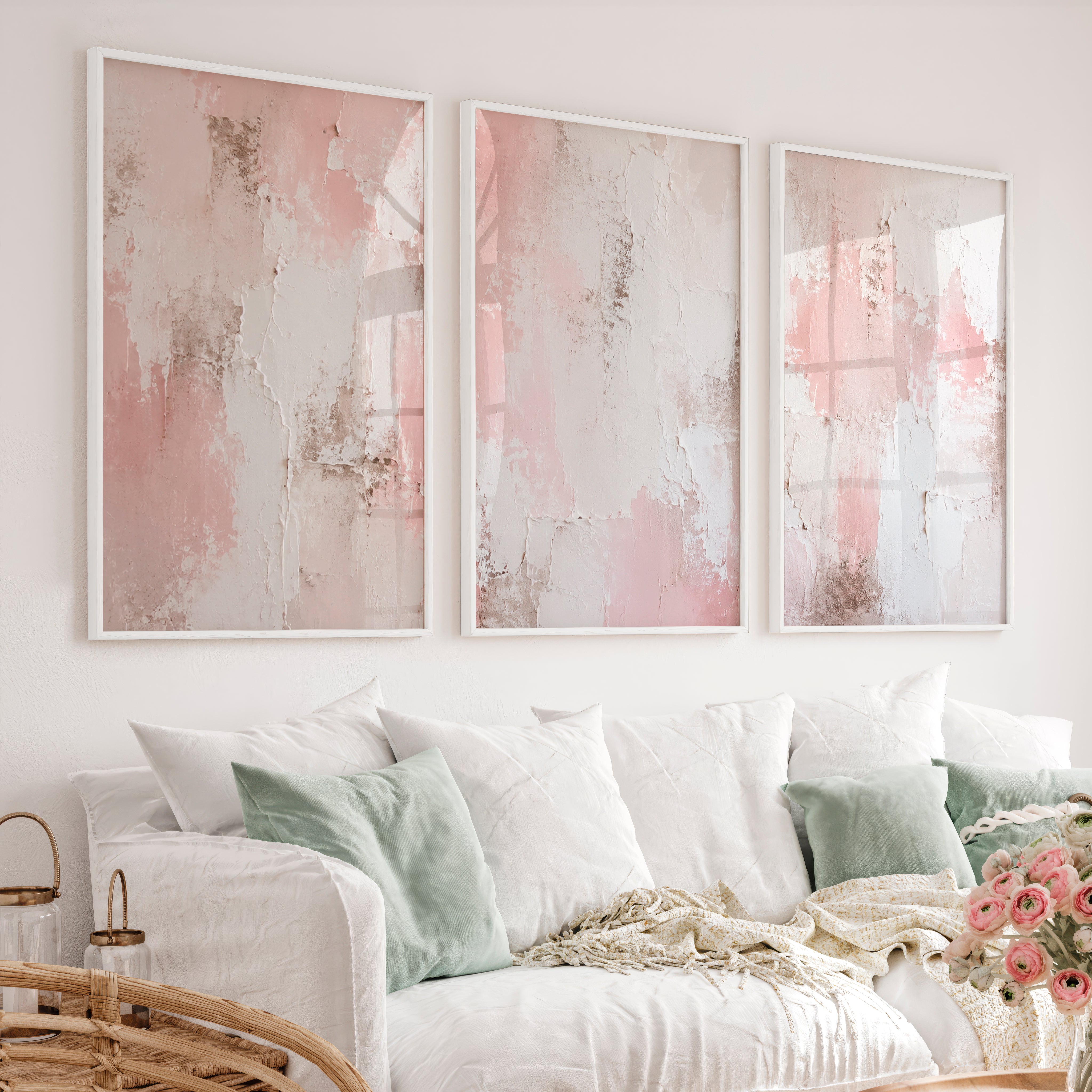 Textured Plaster dark japandi interior design - White Framed Poster No Border - Artworksets